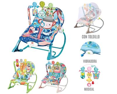 Silla Mecedora, Vibradora y Musical Para Bebé con Toldillo