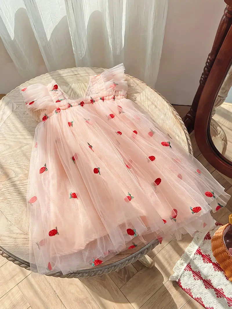 Vestido Cereza Rosado con Rojo