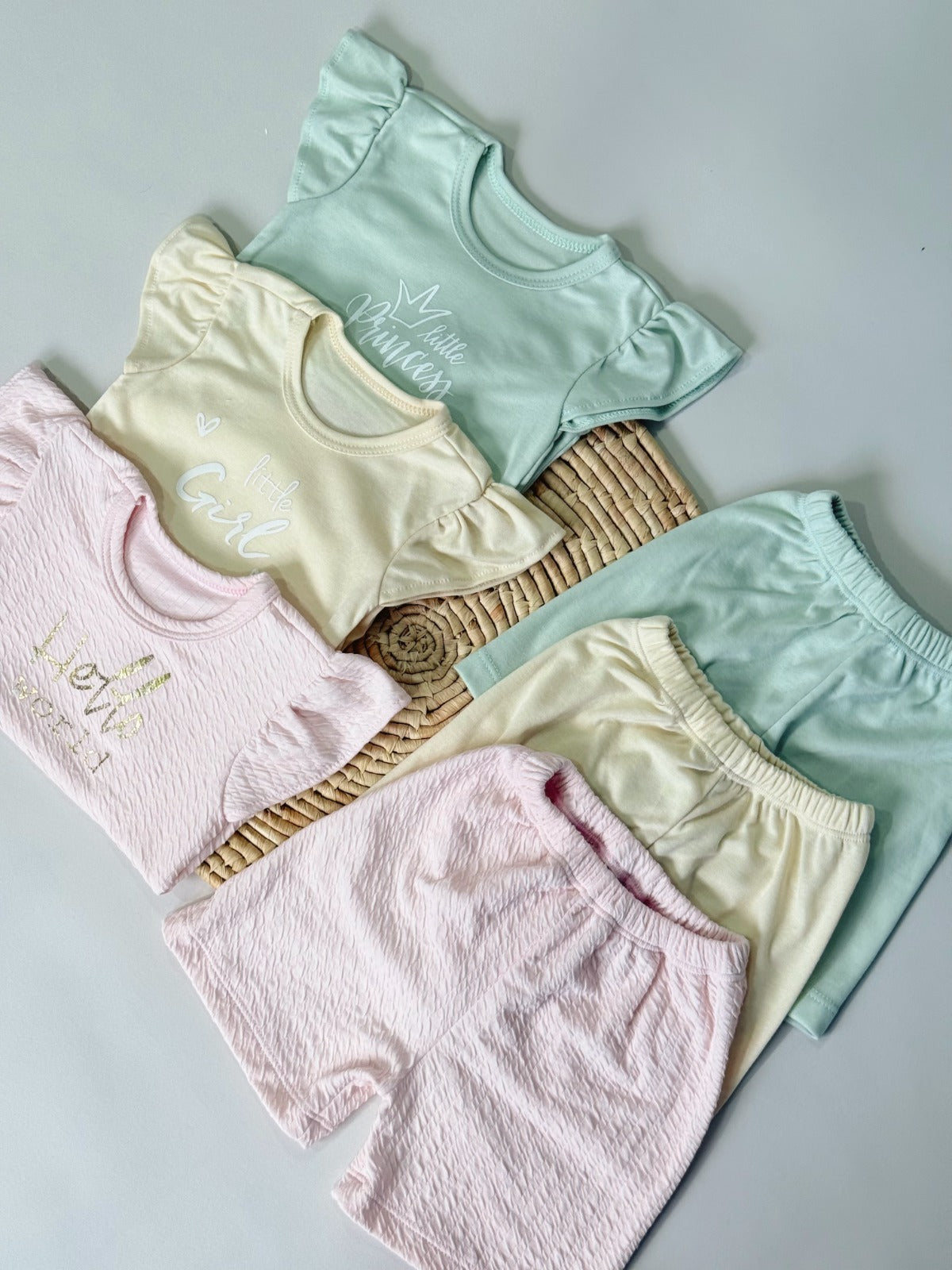 Set x 3 Conjuntos Multiusos Rosado, Amarillo y Verde Para Bebé Niña