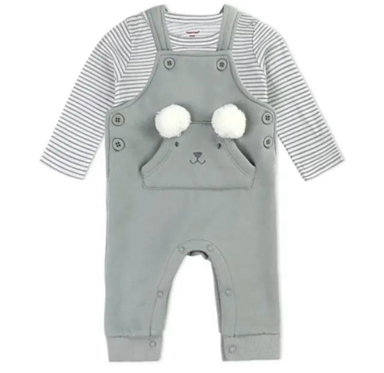Braga Gris con Pompon Y Buzo Manga Larga de Rayas