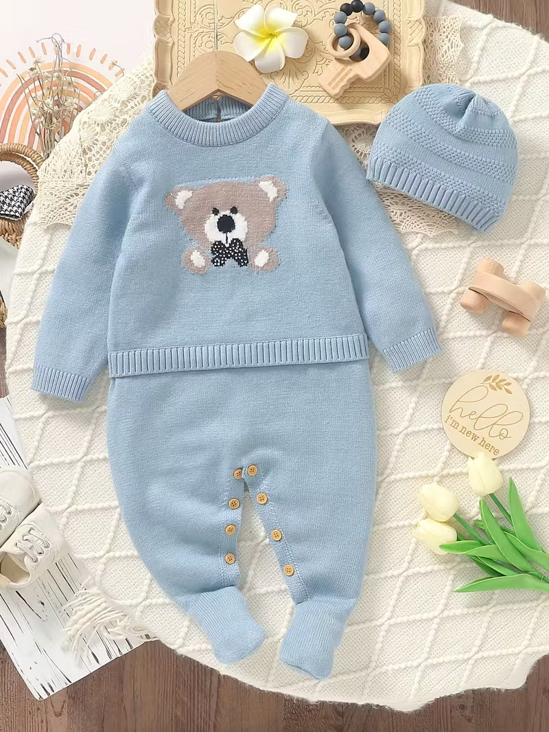 Enterizo Oso Con Gorrito Para Bebé Niño