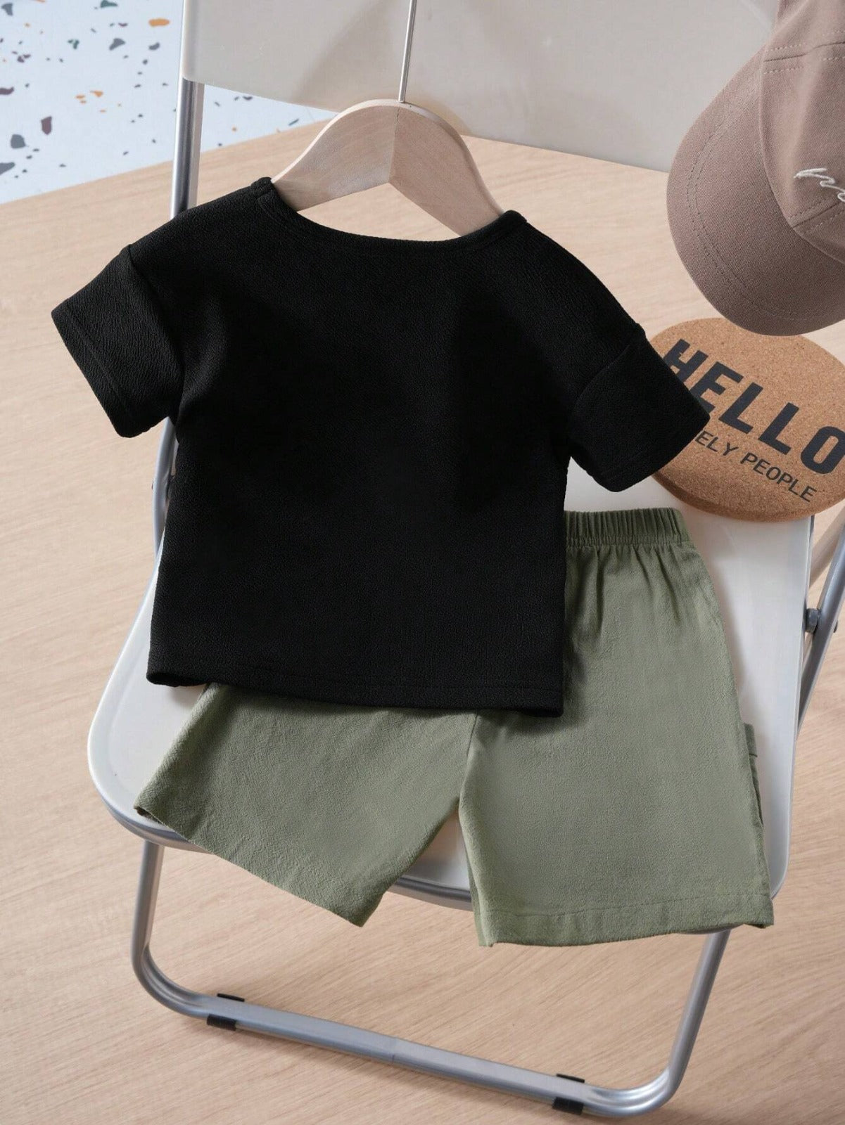 Conjunto Short y Camisa Negra Para Bebé Niño