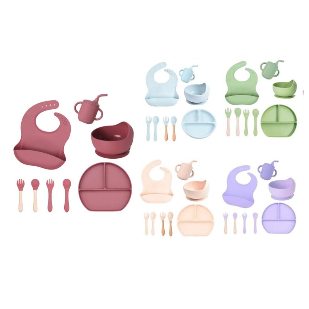 Set x 8 Vajilla en Silicona de Alimentación Complementaria Para Bebé