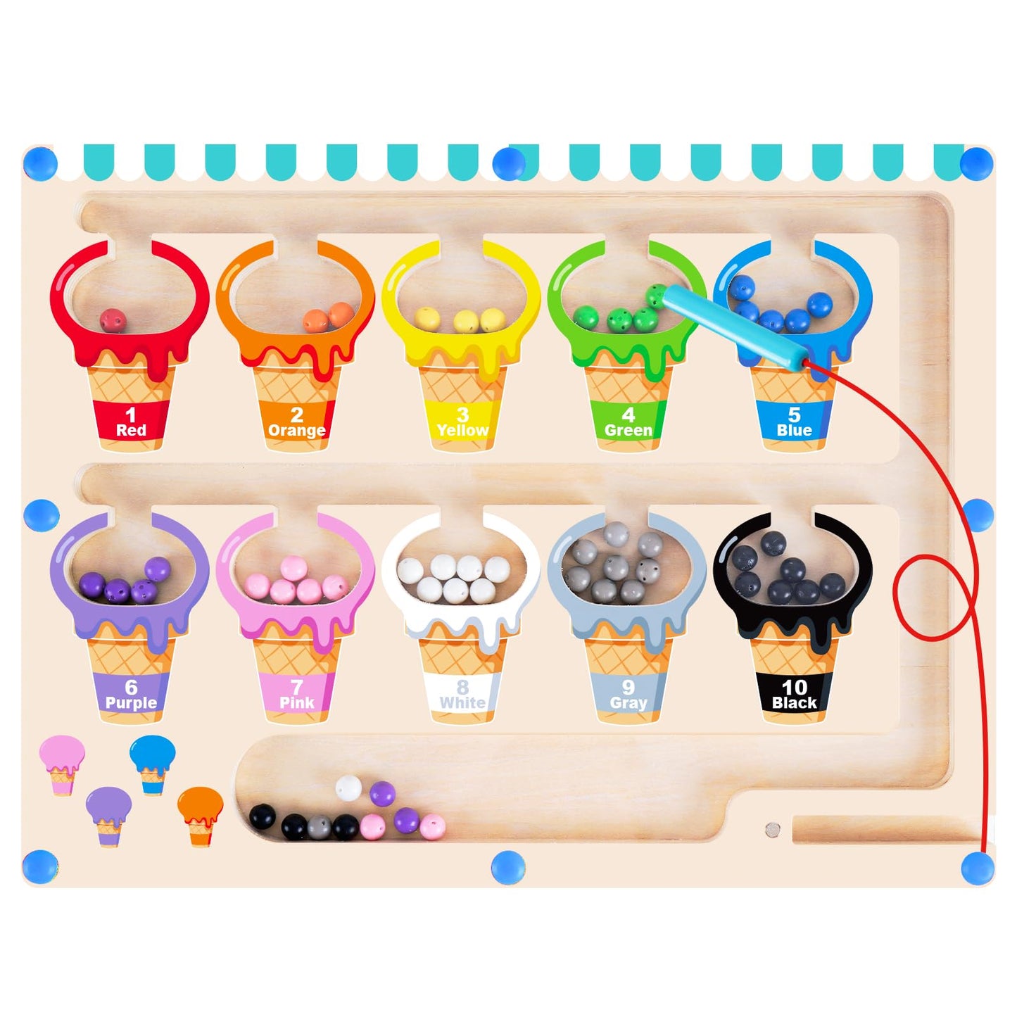 Juego de Imán Didáctico de Conos de Colores