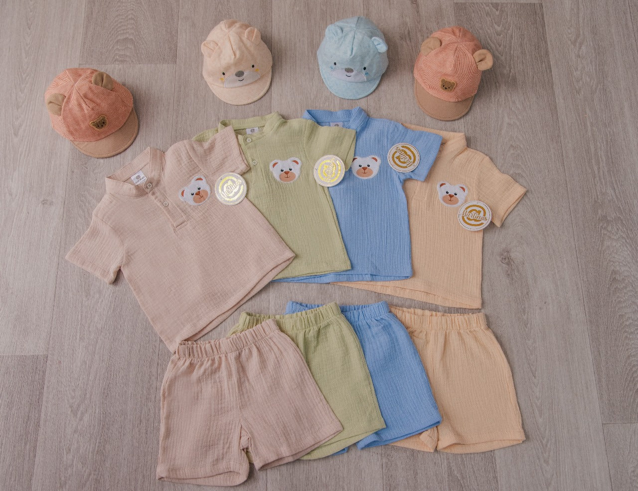 Conjunto Camisa, Short y Gorrita Para Bebé Niño