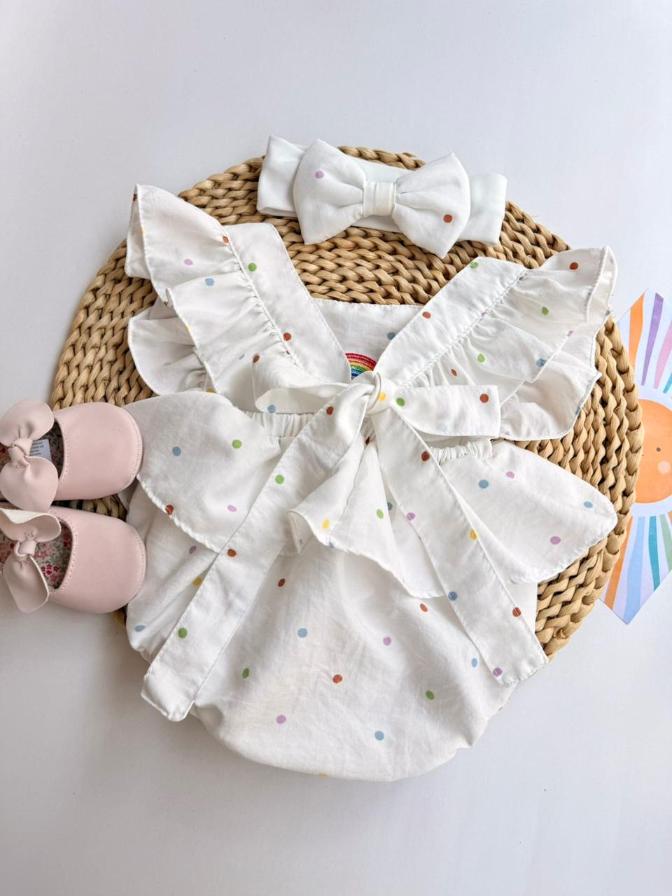 Asoleador Blanco de Arcoiris con Diadema Para Bebé Niña