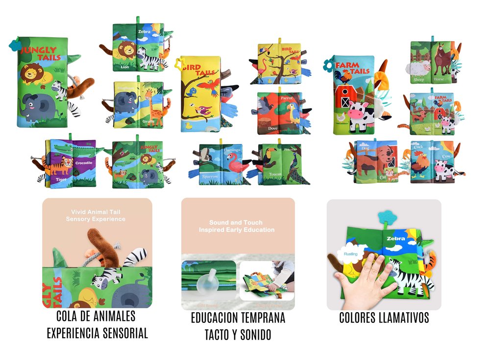 Libro Didáctico de Texturas y Sonidos Para Bebé
