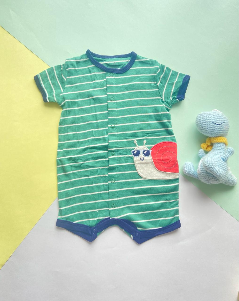 Romper Verde de Rayas Caracol
