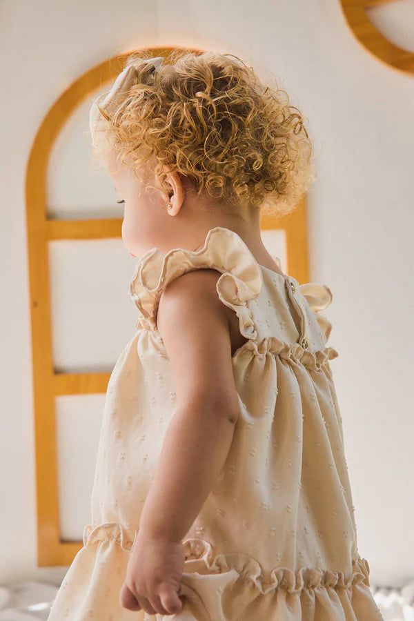 Vestido Rosado Con Short y Diadema Para Bebé Niña