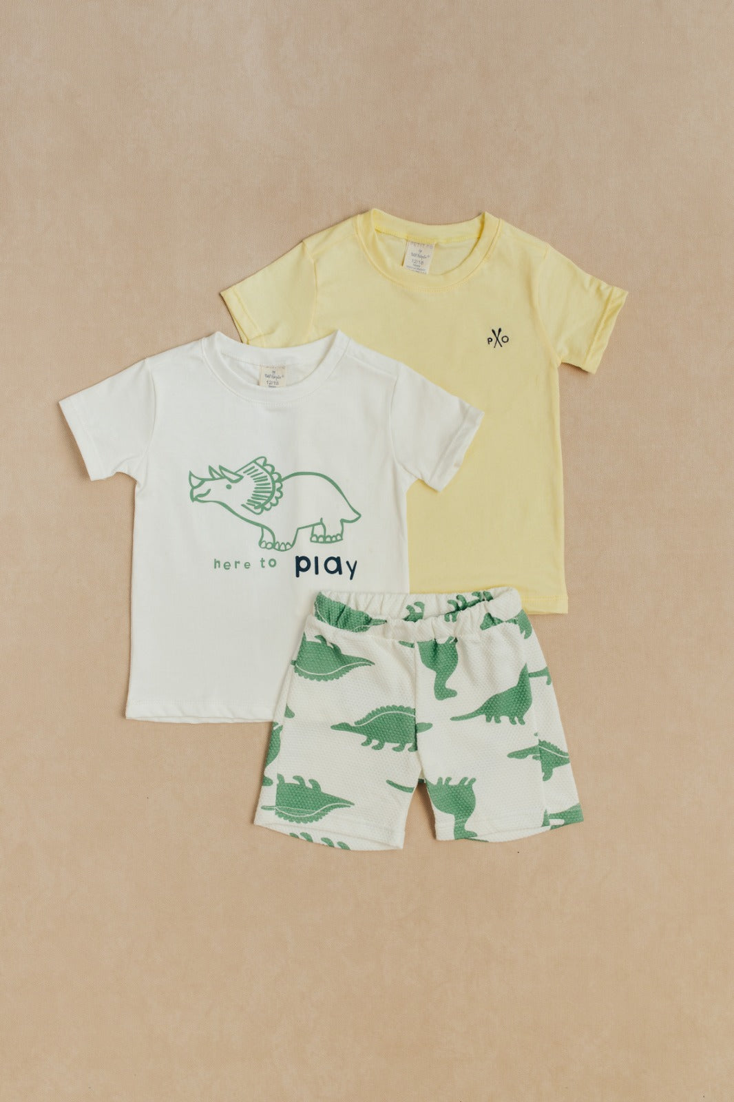 Conjunto Dino x 3 Piezas Amarillo con Blanco