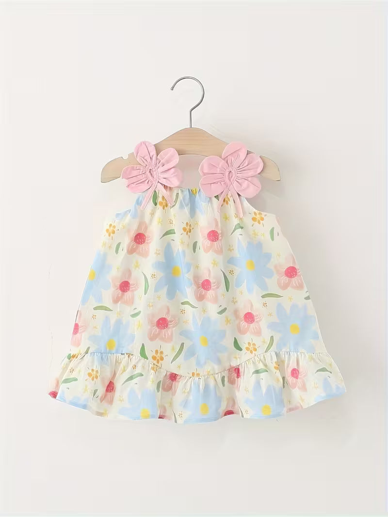 Vestido Floral Rosado Para Bebé Niña