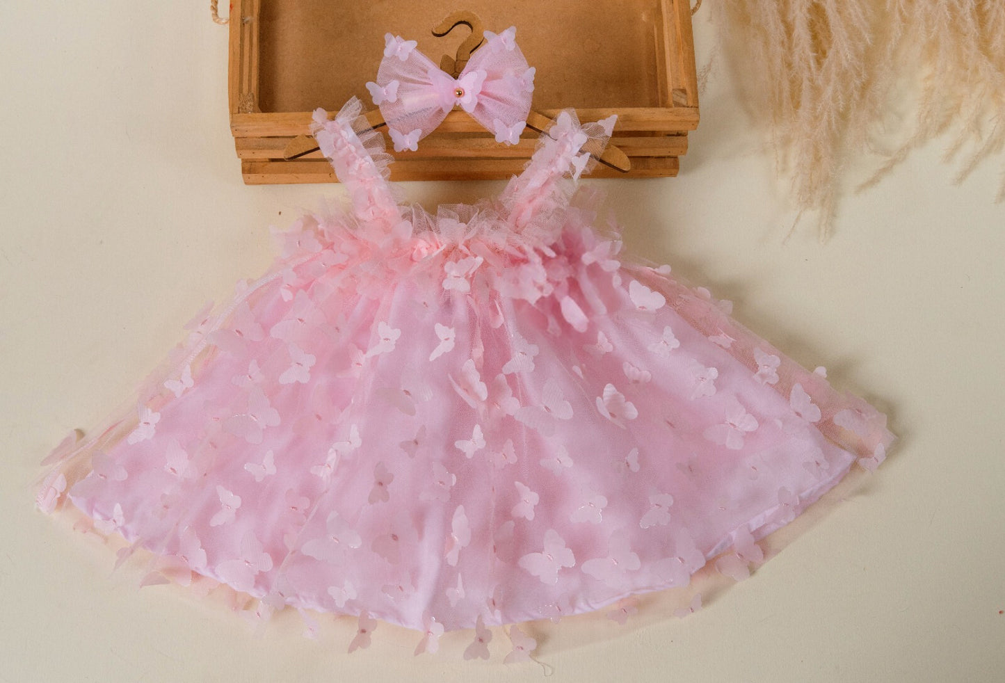 Vestido Mariposa Rosado con Short Y Diadema