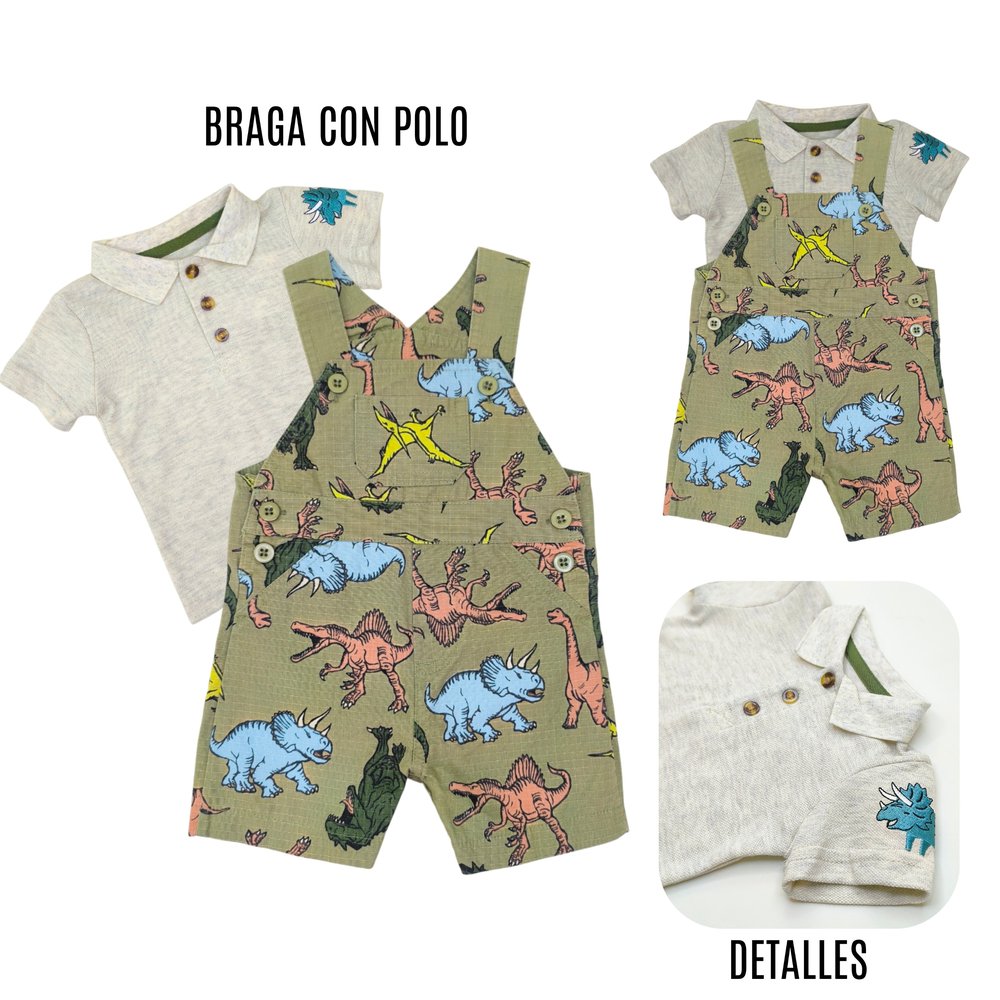 Braga Dino con Polo Gris con Verde