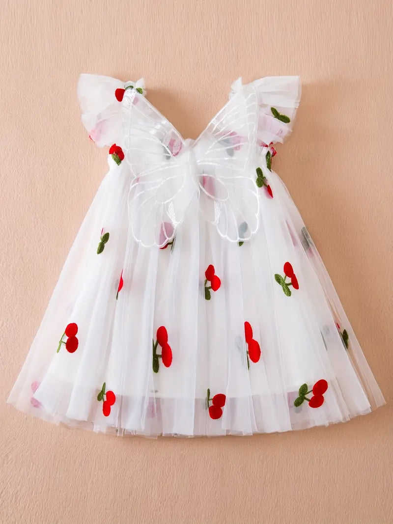 Vestido Cereza Blanco con Rojo
