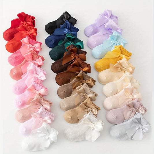 Medias Cortas Con Moño De Niña - Variedad De Colores
