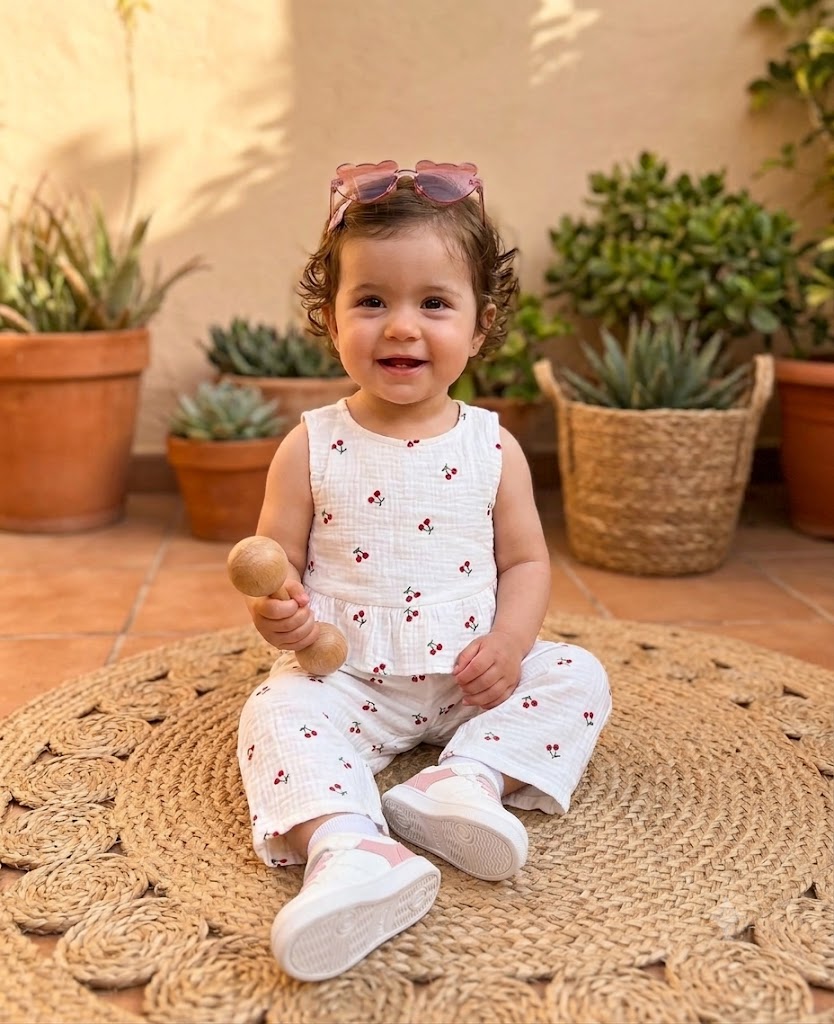 Conjunto De Dos Piezas Blanco con Cereza