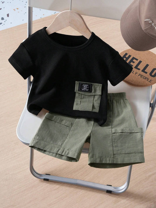 Conjunto Short y Camisa Negra Para Bebé Niño