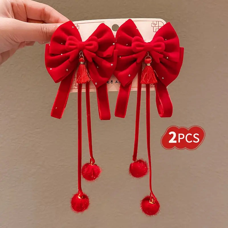 Pinzas  x 2 Rojas Para Bebé Niña