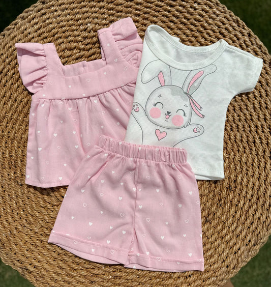Conjunto Coneja 3 Piezas Rosado