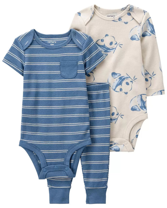 Conjunto Panda de Rayas Azul Carter´s