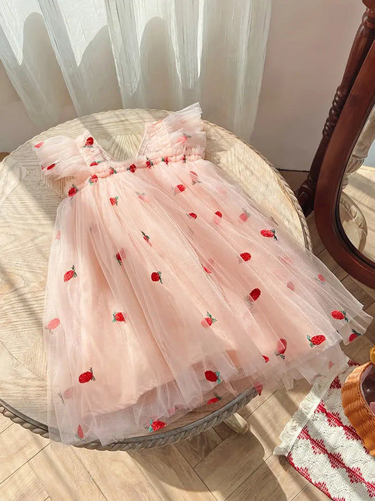 Vestido Cereza Rosado con Rojo