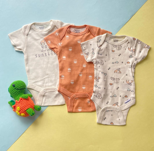 Set x 3 Bodys Gerber Beige con Naranja