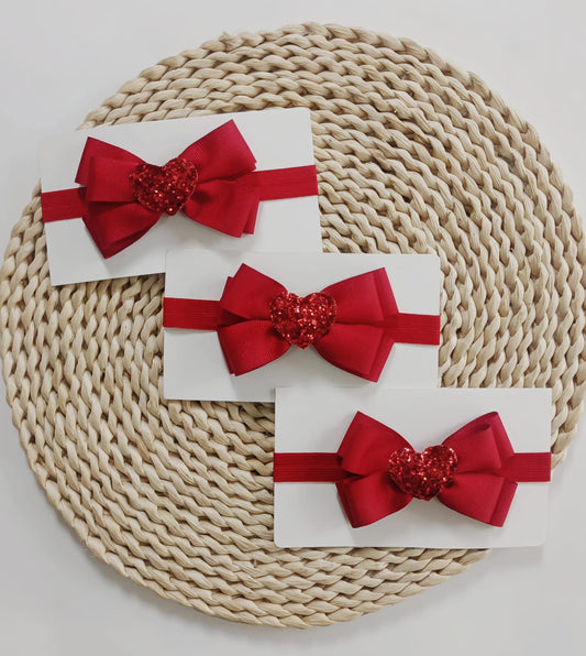 Diademas Individual Roja de Corazon Para Bebé Niña