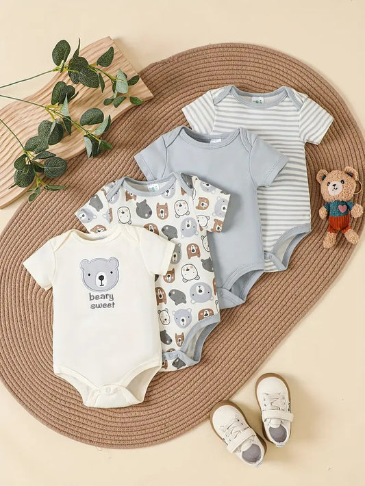 Set x 4 Bodys Oso Gris con beige