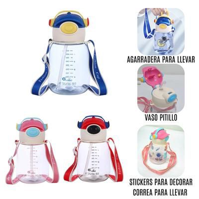 Vaso Pitillo De Audífonos,  Antiderrame Rosado y Azul Para Bebé