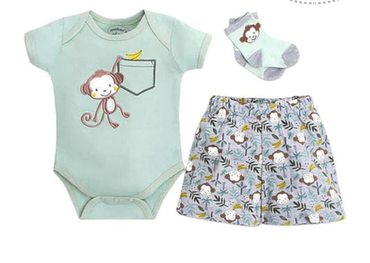 Conjunto Mono Verde Con Medias