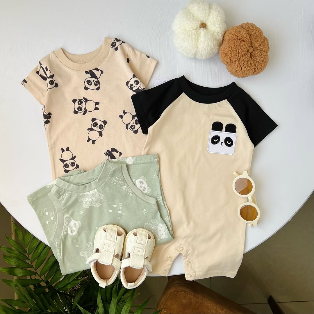 Romper`s Set x3 Para Niño Diseños Variados De Pandas