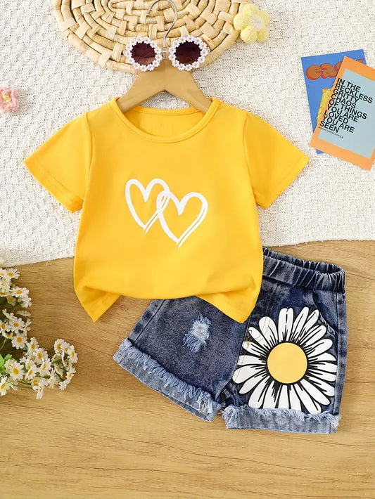 Conjunto Camisa Amarilla y Short en Jeans