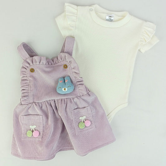 Vestido Body Blanco con vestido en Morado Para Bebe Niña