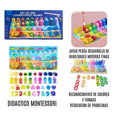 Juego Didáctico 3 en 1, Pesca, Colores, Números  y Formas