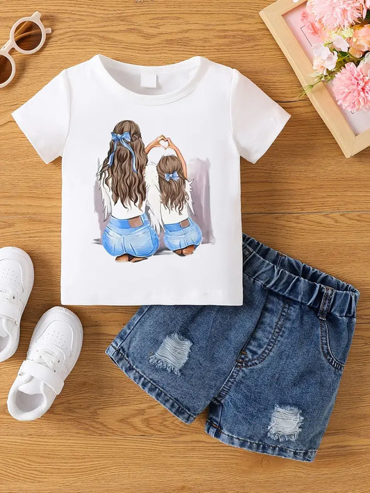 Conjunto Camisa Blanca y Short en Jeans