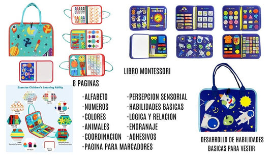 Libro Montessori, Educativo, Desarrolla Actividades Básicas Para Bebés y Niños