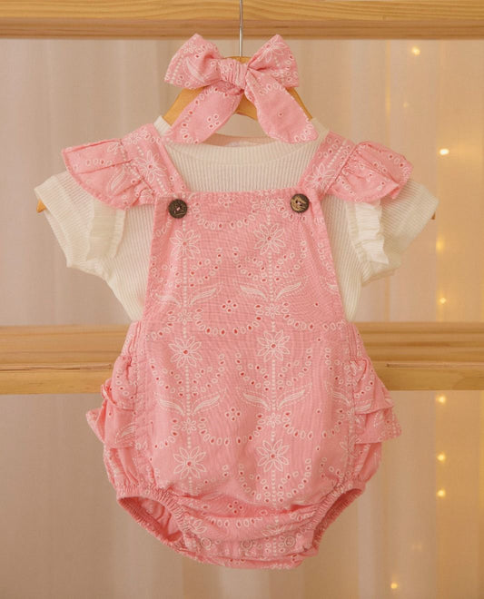 Asoleador Rosado Con Diadema y Camisa Para Bebé Niña