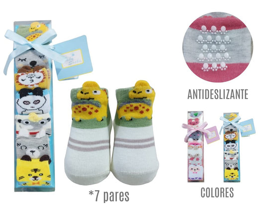 Set De Medias Antideslizantes X 7 Pares Para Bebé