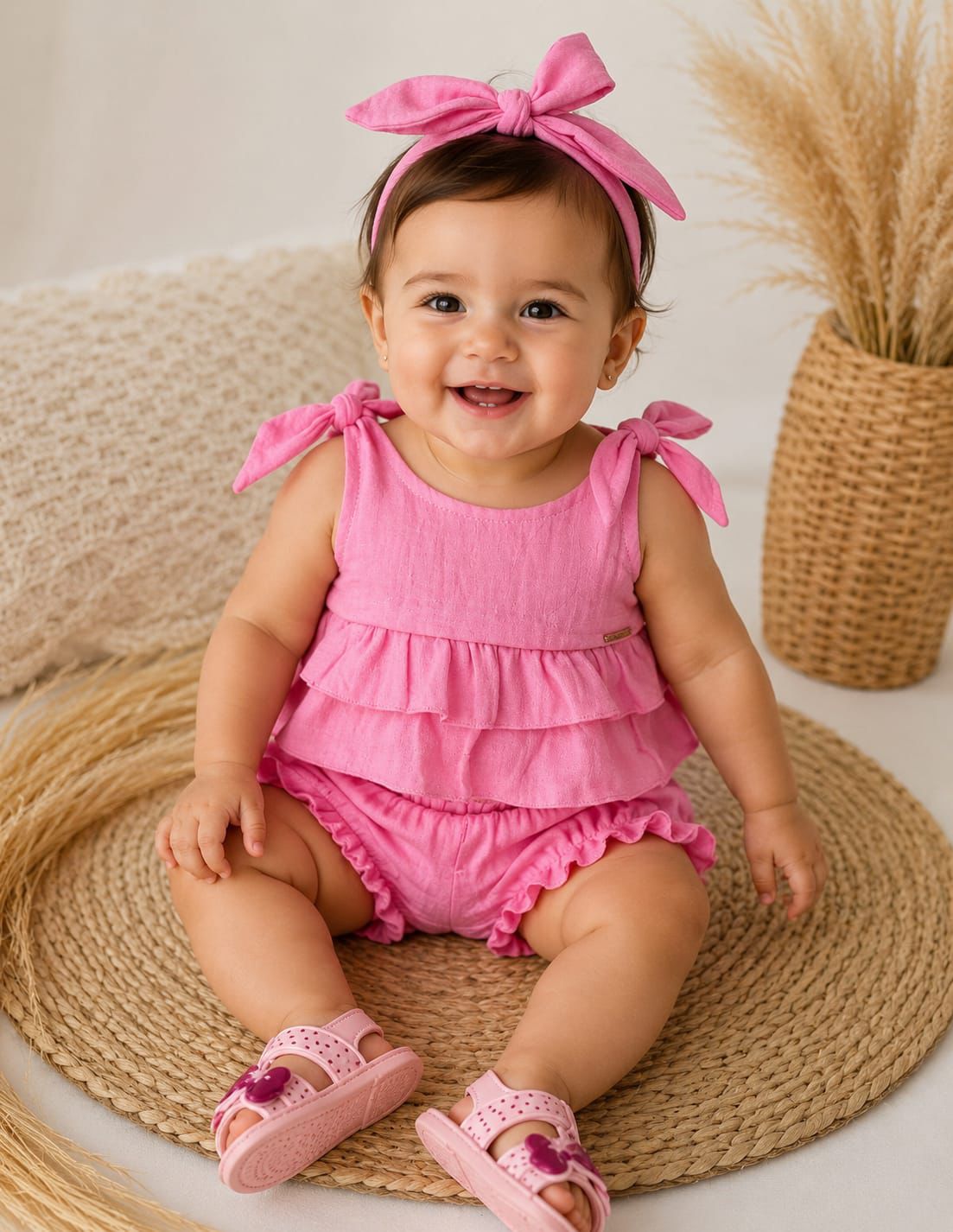 Conjunto 3 Piaza, Short, Camisa y Diadema Rosado