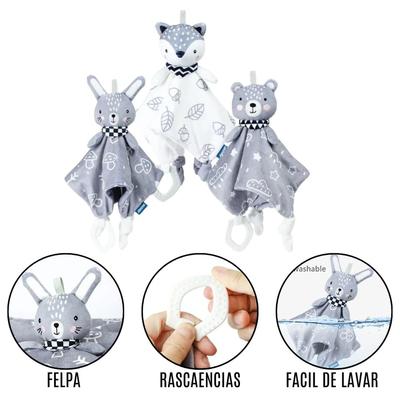 Manta de Apego en Felpa Gris Para Bebé