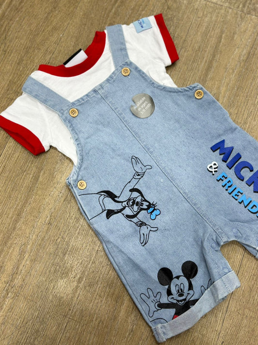 Conjunto Braga En Jean De Mickey Con Camisa Para Bebé Niño