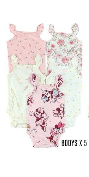 Set x 5 Bodys Blanco con Rosado