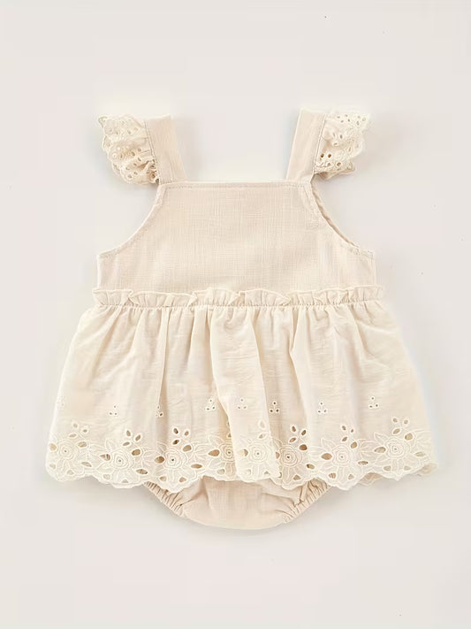 Asoleador Beige con Detalles Mangas Para Bebe Niña