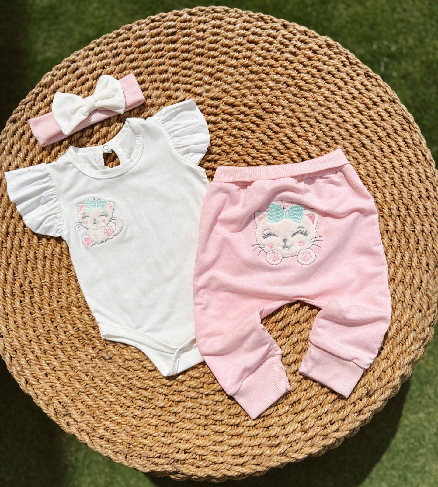 Conjunto 3 Piezas de Oso Blanco con Rosado