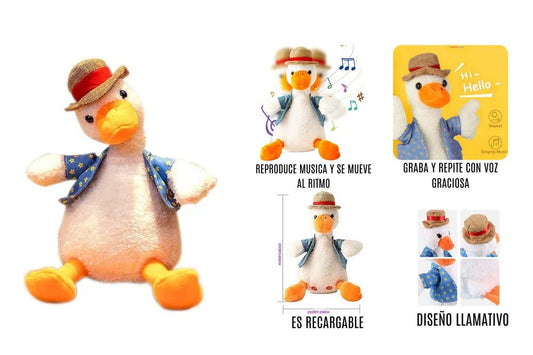 Pato Musical, Canta, Se Mueve, Repite Voz Para Bebé