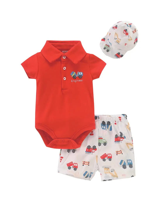 Conjunto de Body con Short y Sombrero de Carros Rojo