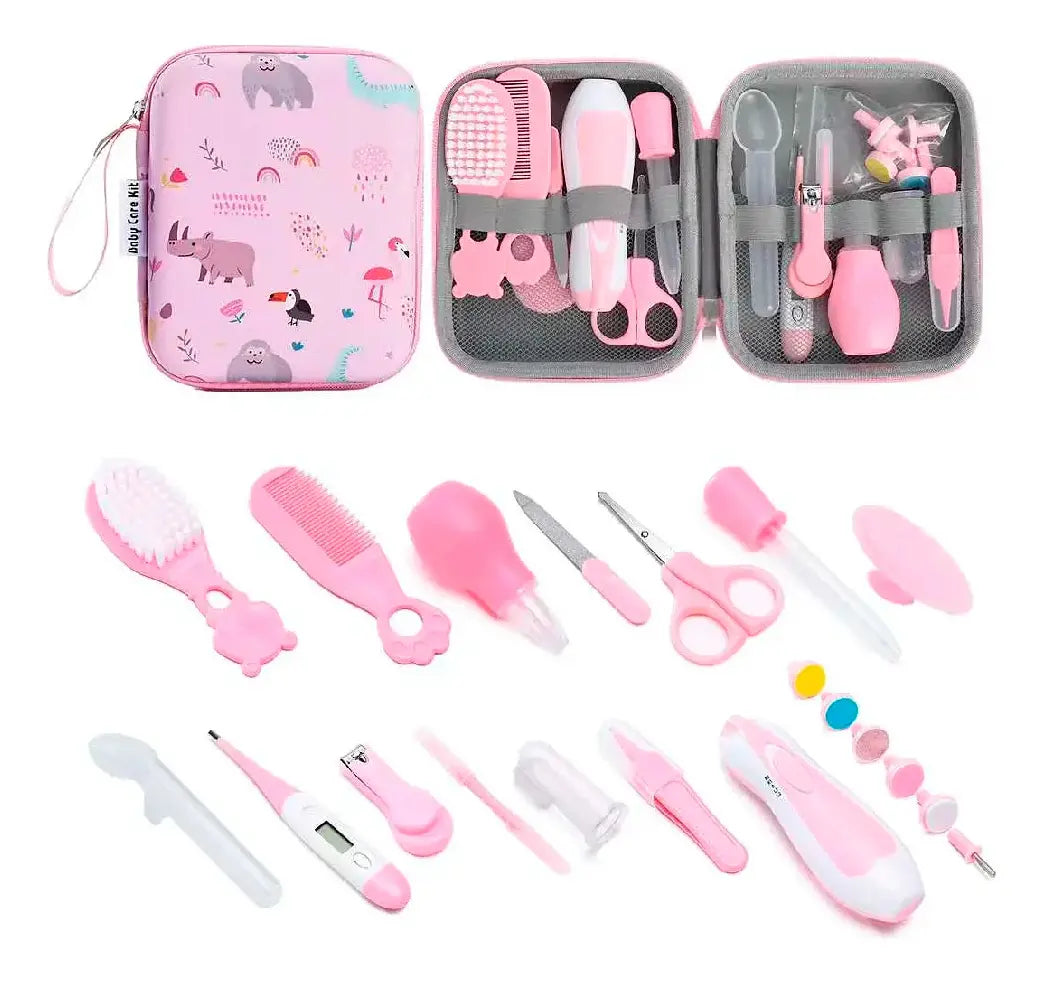 Kit Aseo 20 Piezas Con Lima Para Bebé Recién Nacido Con Estuche