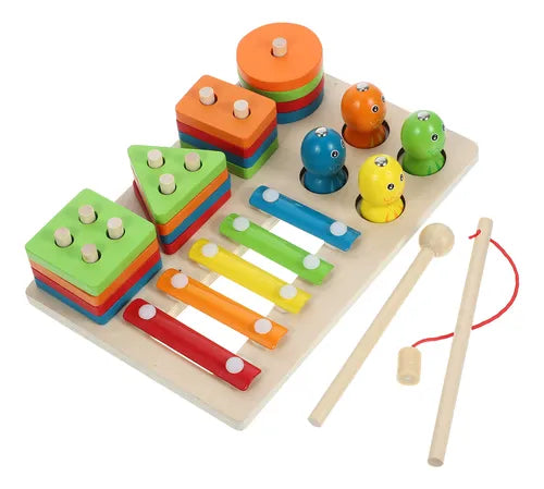 Juego Montessori Didáctico de Madera 3 en 1 Para Bebés