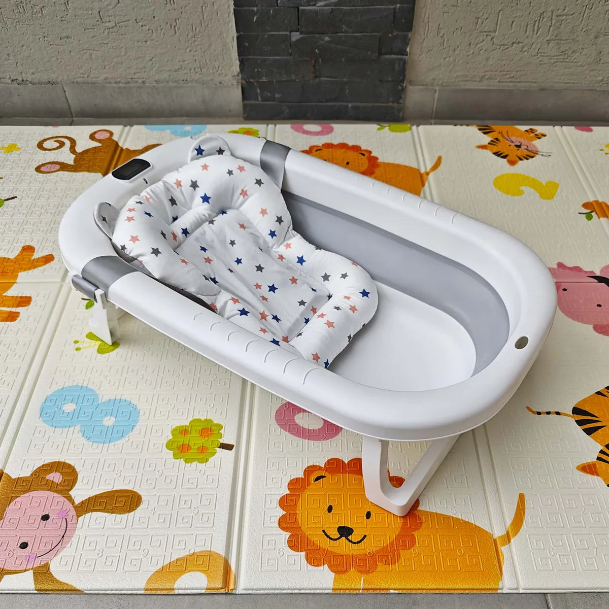 Tina Para Bebé Plegable Con Termometro + Cojín