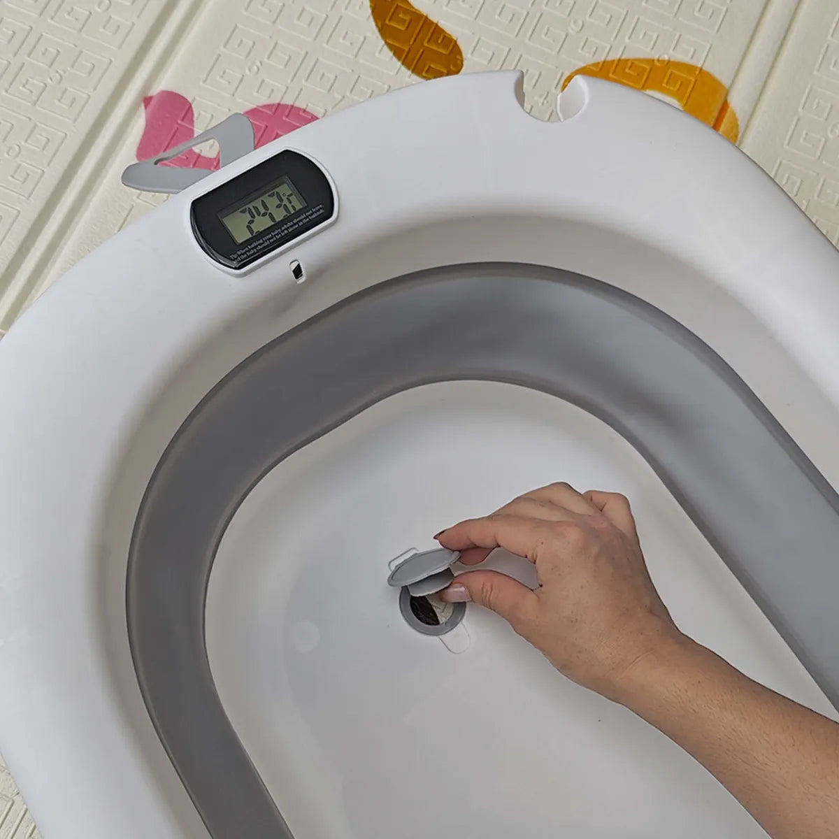 Tina Para Bebé Plegable Con Termometro + Cojín